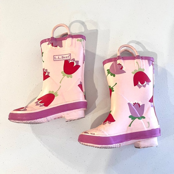 ☔️🌧️RAIN BOOTS🌂💧VINTAGE L.L. Bean rain boots with tulip pattern Size 7 - Picture 7 of 9